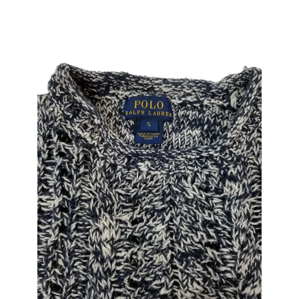 Polo Ralph Lauren 100% Cotton Navy Blue Kids Unisex Boys Girls Sweater Size 5